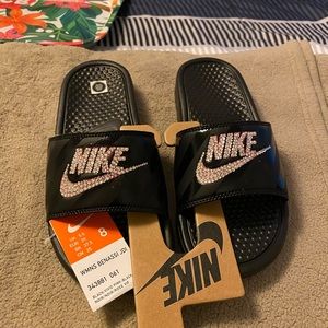 Blinged Nike slides